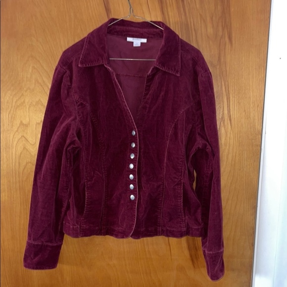 Stylish Burgundy Corduroy Button Jacket - Picture 1 of 3